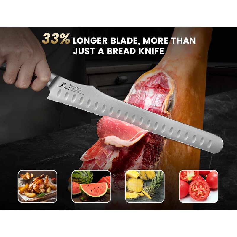 CoquusAid Bread Knife for Homemade Bread, 10.6 Inch Multifunction Serrated
