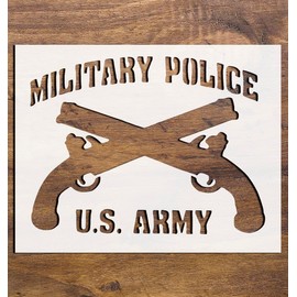 U.S. Army Military Police MP Stencil, Reusable & Sturdy, 11" x 8.5", Ideal for Arts, Crafts, Scrapbooking, Airbrush Painting & Drawing