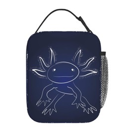 DORKEIXIA Blue Axolotl Print Salamander Insulated Lunch Bag Portable Reusable Zipper Lunch Box For Men Women Work Picnic Travel Camping