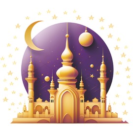 Ramadan Wall Decals Islamic Muslim Eid Mubarak Wall Stickers Ramadan Castle Moon Star Removable Decor for Window Clings Home Living Room Bedroom Kitchen