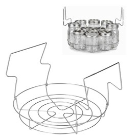 WADY Water Bath Canning Rack, Anti Slip Anti Scalding Foldable Stainless Steel Canning Rack for Spherical Tanks Holds 8 Pint or 7 Quart Jars Canner Rack Canning Supplies Kit for Mason Jars,Canning