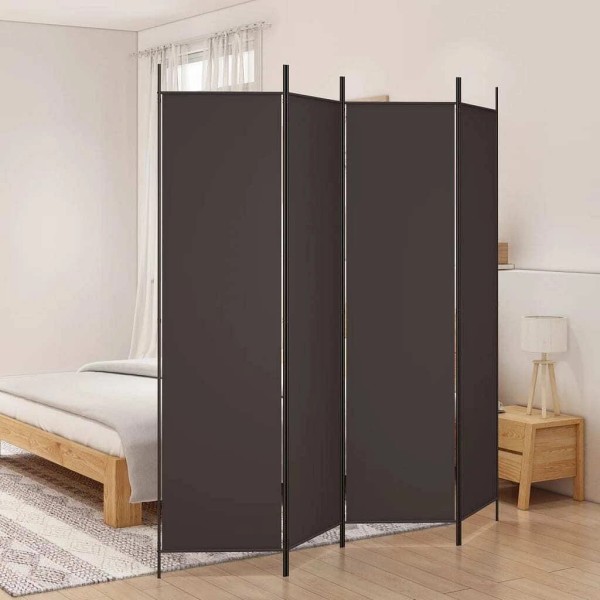 Unbranded 4-Panel Room Divider Brown 78.7"x78.7" Fabric