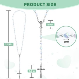 NCPLYGOU Rosary Beads Catholic Necklace for Women Crystal Heart Shaped Beads Rosary Necklace First Communion Christian Gifts Catholic Gifts(Colorful Clear)