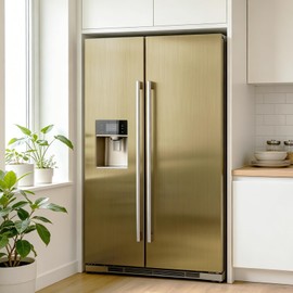 EPPKILY Bronze Stainless Steel Contact Paper Peel and Stick Countertops 15.7"×118" Brushed Bronze Metallic Wallpaper Waterproof Self Adhesive Metal Vinyl Refrigerator Wrap for Appliance Cabinets