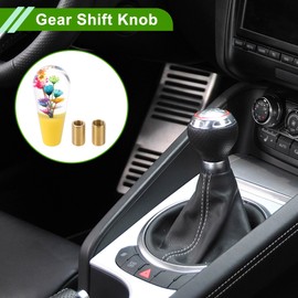HOPESPANNER Flower Shift Knob Universal Gear Shift Knob Acrylic Stick Shift Lever Knob for Automatic and Manual Car with 2 Adapters Clear Yellow 1 Set
