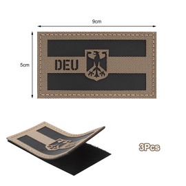 Germany Badge, Set of 3, Reflective Tactical Patch with Hook Surface, Laser Cut Eagle Patches for Backpack, Jacket, Uniform, Outdoor Clothing, Patch for Men in Military Style