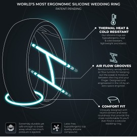 ThunderFit Silicone Wedding Rings for Men, Breathable Edition Rubber Engagement Bands Airflow Inner Grooves 8.5mm Wide 2.5mm Thick - 1/2/3/4/5/6/7 Variety Multipack (Pack A - Size 7.5-8 (18.2mm))