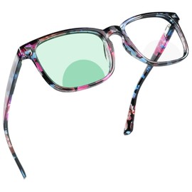 YEIN Bifocal Reading Glasses with Blue Light Blocking Lenses, Bifocal Reader for Women, Vintage Square frame with Spring Hinge (+0.75/+3.25 magnification)