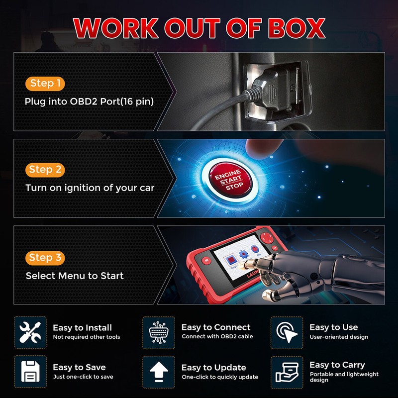 LAUNCH CRP123 V 2.0 OBD2 Scanner Engine ABS SRS Code