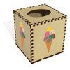 Square 'Ice Cream Sugar Cone ' Wooden Tissue Box Cover