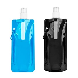 xianshi Foldable Drinking Bottle, Pack of 2, 500 ml, Reusable Water Bottle, Foldable, BPA-Free Water Bottle with Clip, for Outdoor Sports, Cycling, Hiking