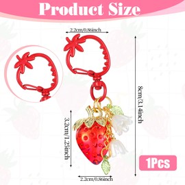 FdcZeyxior Cute Strawberry Keychain, Strawberry Bag Charms, Red Cherry Keychain Kawaii Keychains Red Bag Charms Accessories Decor for Women Purse Gift