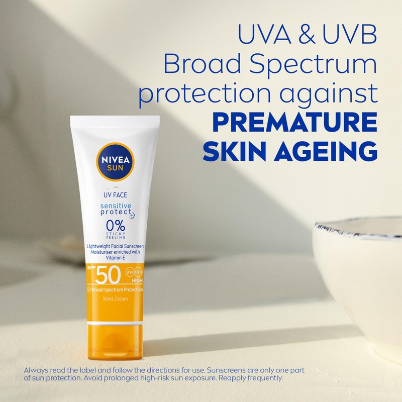 NIVEA SUN UV Face Sensitive Protect Face Sunscreen SPF 50