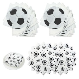 YTAXYZWR Servizi da Tavola a Tema Calcio - 40 Pezzi, Tovaglioli per Feste di Compleanno, Partite di Calcio e Eventi Sportivi, Misura 33x33 cm, Design Divertente e Colorato