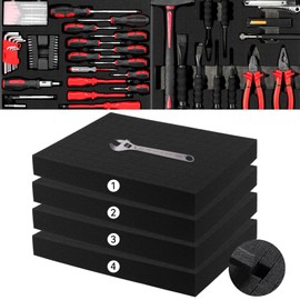 Part Foam Insert - Polyurethane Pluck Pre Cube Sheet Foam with Bottom Use for Boxes Cases Padding Camera, Tool Box，Board Game Box (4pcs, 16x12x2 in)