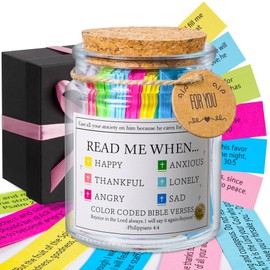 WMWXNNT Bible Verse Jar, Read Me When Bible Verses Jar for Emotions and Feelings, Christian Gifts for Women,Mom Gifts Graduation gift, Bible Verses in a Jar, Prayer Hope Jar, Comes With A 48-inch Ribbon Bow.