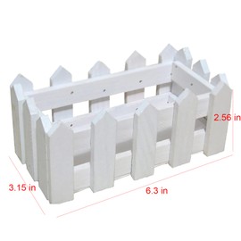 Wooden Picket Fence Flower Plant Pot Window Box DIY Plant Basket Container Artificial Flower Pot Fence for Home Garden Wedding Party Office Decor White