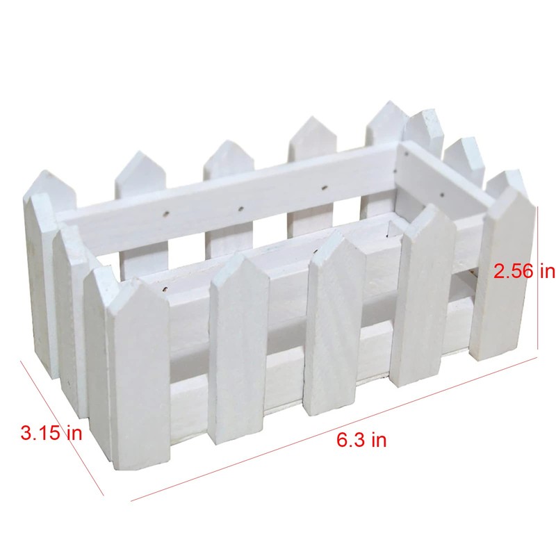 Wooden Picket Fence Flower Plant Pot Window Box DIY Plant
