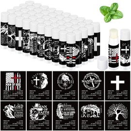 Dansib 50 Pack Christian Religious Gifts Bulk Lip Balms for Women Men Church Party Favors Bulk Bible Verse Lip Balm with Scripture Inspirational Gifts for Coworkers Staff Employee (Christian Black)