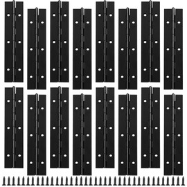 AKOLAFE 16 Pack 6 Inch Black Piano Hinge Heavy Duty Stainless Steel Piano Hinge 1.2” Wide Continuous & Piano Hinges with 96Pcs Screws Continuous Hinge with Holes for Boat Cabinet Door Box Furniture