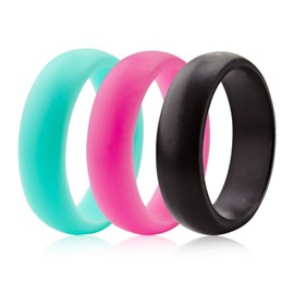 ThunderFit Silicone Rings Wedding Bands for Women 5.6mm Wide 2mm Thick - 3/4 Variety Multipack