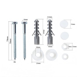 2PCS Toilet Fixing Kit - Metal Toilet Fixing Bolts & Anchor Screws - Toilet Pan & Seat Replacement Hardware - Floor Mounting Accessories for Home Repair (White)