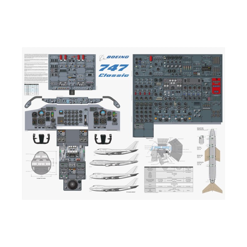 Cucure2016 Boeing 747 Classic Cockpit Poster 36in x 48in -