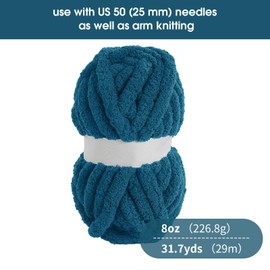 HOMBYS Indigo Chunky Chenille Yarn for Crocheting, Bulky Thick Fluffy Yarn for Knitting,Super Bulky Chunky Yarn for Hand Knitting Blanket, Soft Plush Yarn, 8 Jumbo Pack (27 yds,8 oz Each Skein)