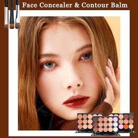 Paleta de contorno de 15 colores, paletas de corrección facial impermeables de larga duración, paletas de maquillaje de base de crema con pinceles, pa
