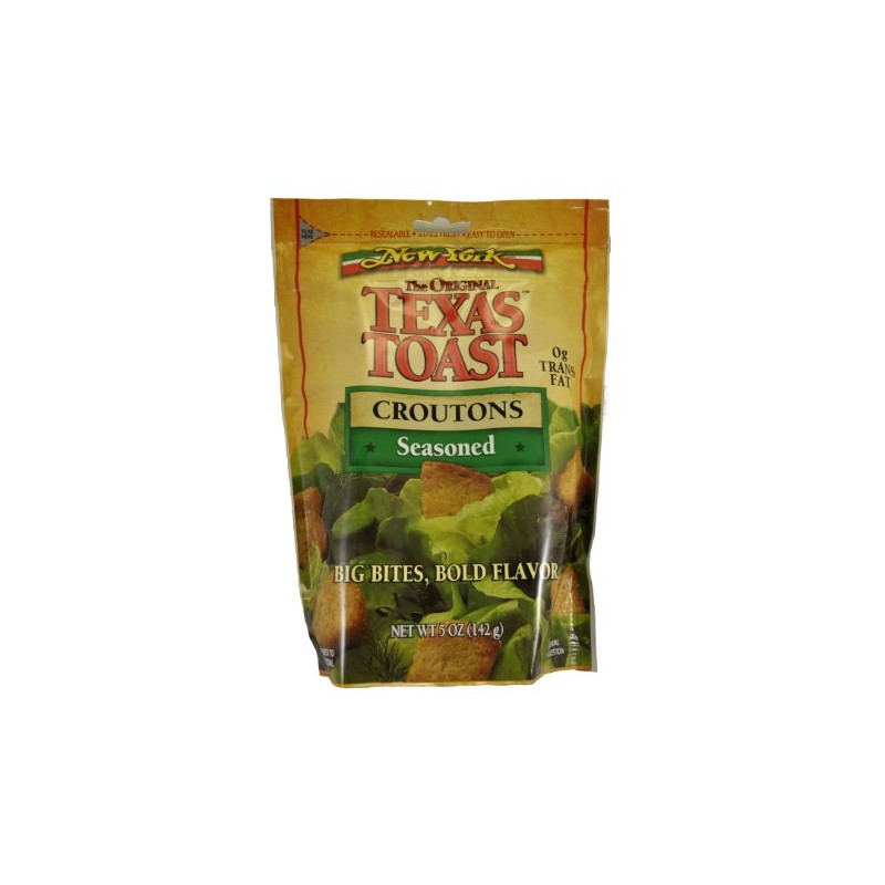 New York Texas Toast Croutons Seasoned, 5-Ounce Bags (Pack of