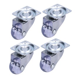 4 Pcs Swivel Caster Heavy Duty Stainless Steel Transparent PU Industrial Wheel Plate Castors
