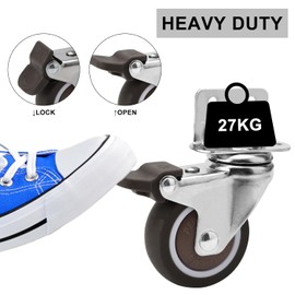 50 mm Furniture Castors with Thick L Mounting Plate Heavy Duty Castors Can Carry 115 kg Wheels for Furniture with 2 Brakes and 2 Without Ideal Castors for Cribs Furniture Flower Stand Coffee Table