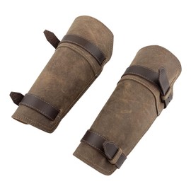 Valhalla Gear, Vambrace Bracer Handmade from Full Grain Leather - Viking Style Hand Protector for Archery, Medieval Armband, Wrist Guard - Durable, Adjustable Buckles - 2 Pack, Bourbon Brown