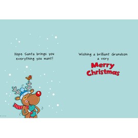 Piccadilly Greetings Humour Christmas Card Grandson - 10 x 7 inches