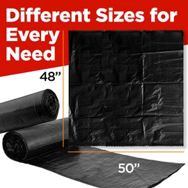 ToughBag 64-65 Gallon Trash Bags Heavy Duty, 50 x 48” Large Black Garbage Bags (50 Count) - Made In USA