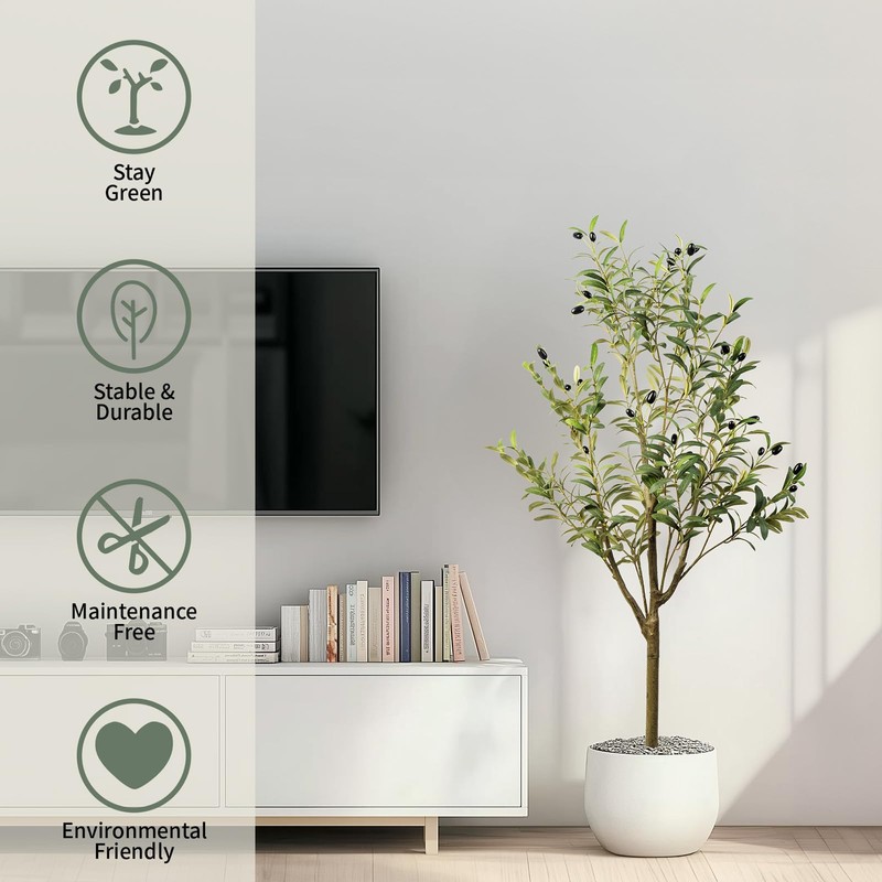 4FT Artificial Olive Tree, Indoor Faux Olive Tree Fake Potted