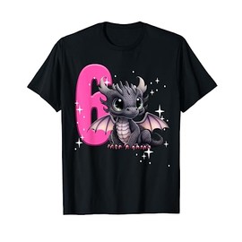 6th Birthday Shirt Dragon Party Birthday Girl Pink 6 Six T-Shirt