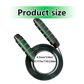 1 adjustable weighted segmented skipping rope, black and green color combination, metal handle