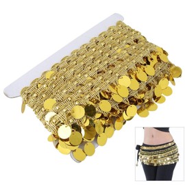 10 Yards Tassel Belly Chain, 10 Yards Belly Dance Chain Sequins, Belly Dance Tassel Belt Round Coin Hip Scarf National Clothing Accessories Accessories, gold