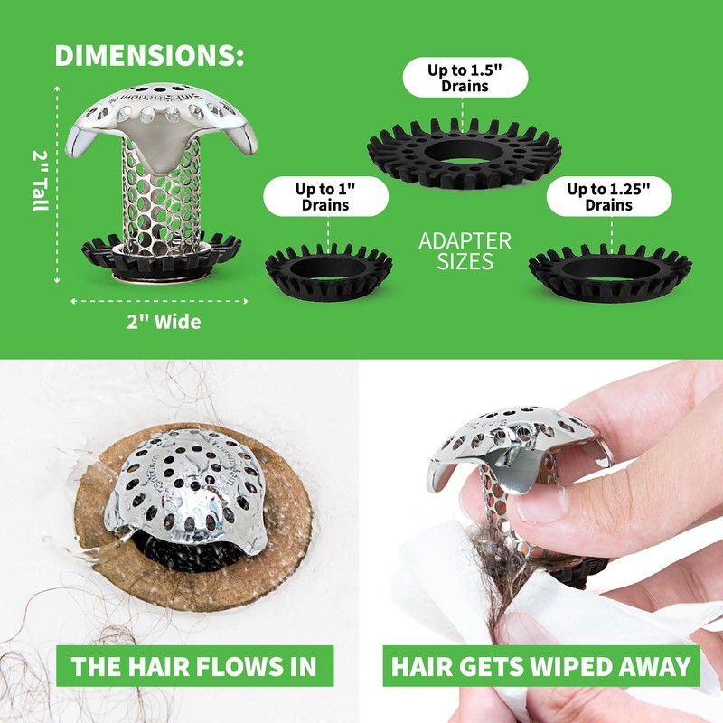 SinkShroom Ultra Revolutionary Bathroom Sink Drain Protector, Stainless Steel with