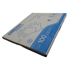 Guante de polietileno desechable ambidiestro transparente de alta calidad AMBIDERM caja con 100 piezas