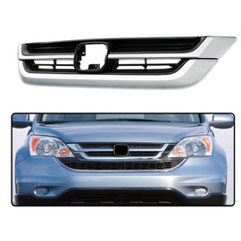 Front Bumper Upper Grille, Compatible With Honda CRV CR-V 2010 2011, Upper Grille, Chrome Honeycomb Style