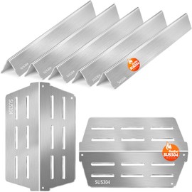 GasSaf Flavorizer Bars 17.5 & Heat Deflector Grill Parts for Weber Genesis 300, Gill Heat Plates Flavorizer Deflector for Genesis 310 320 330(Front Knob 2011-New), SUS304 Food Grade 7620 7622 BBQ Part