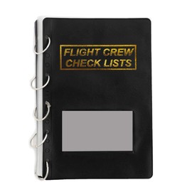 Flight Crew Checklist Binder (Black) with 5 Loose Leaf Rings - Includes 25 Sheet Protectors and Business Card Size Pocket ON Front Cover for Label, for 8" X 5" Paper