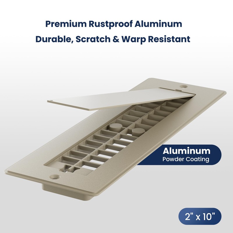 Safoner Aluminum RV Floor Register 2"x10" with Removable Cover, Lightweight