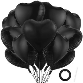12Pcs Black Heart Balloons,18 Inch Black Heart Shape Balloons Love Balloons Valentine Balloons for for Valentines Day Wedding Brithday Decorations