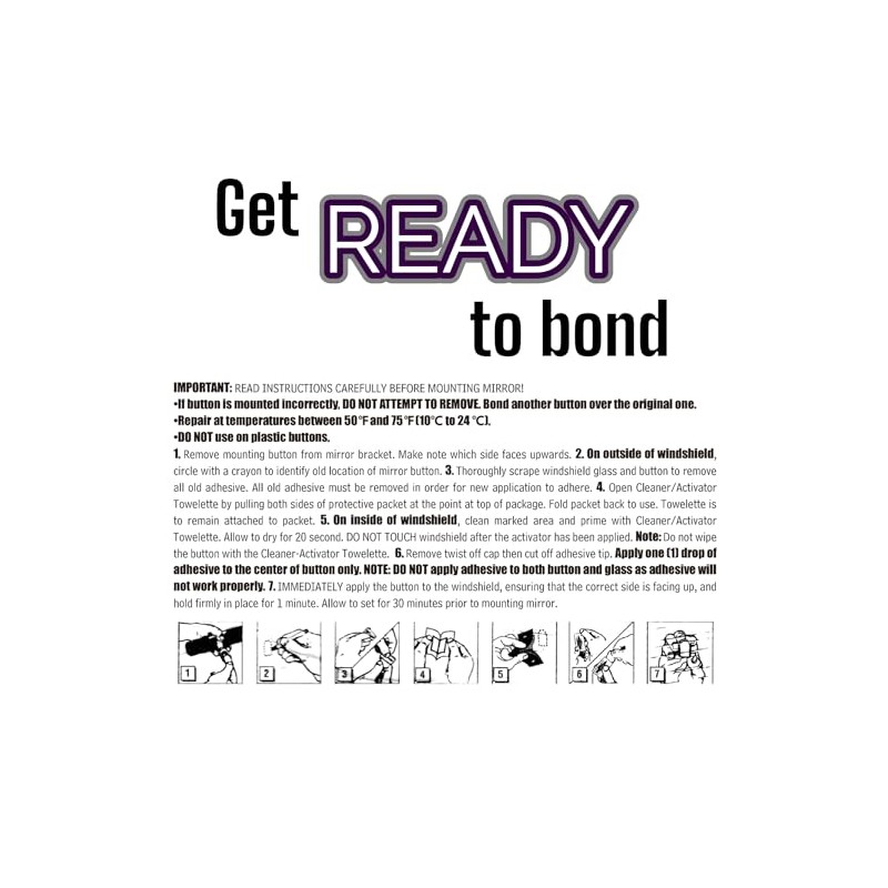 Ready Rearview Mirror Superior Bond Adhesive, Fast Easy Installation, 15min
