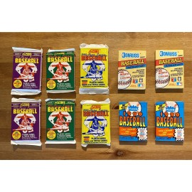 10 Junk Wax Era factory sealed baseball card wax packs