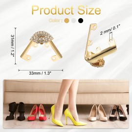 uxcell 6Pcs Metal Shoes Pointed Protector High Heel Toe Caps Cover Durable Shoe Tip Cover Oval Rhinestone Shoe Head Tips Cap for Shoe Protection Repair, Shoe Protection(Gold/Silver/Black)
