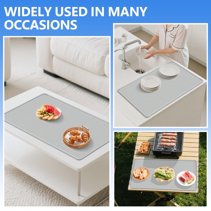 24" x 24" Silicone Dish Drying Mat for Kitchen Lanstics